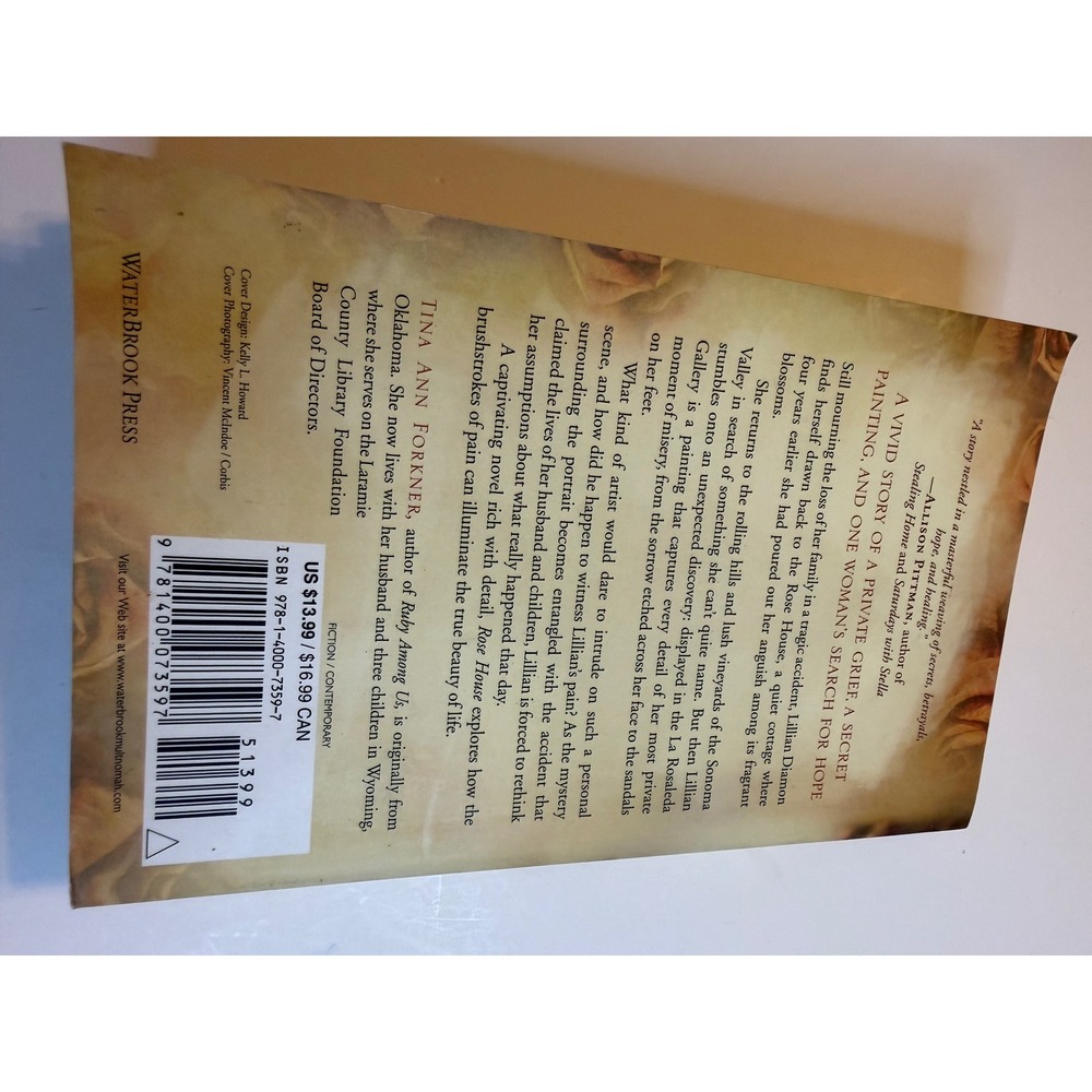 Rose House A Novel by Tina Ann Forkner Fiction 2009 First Edition - Picture 4 of 5